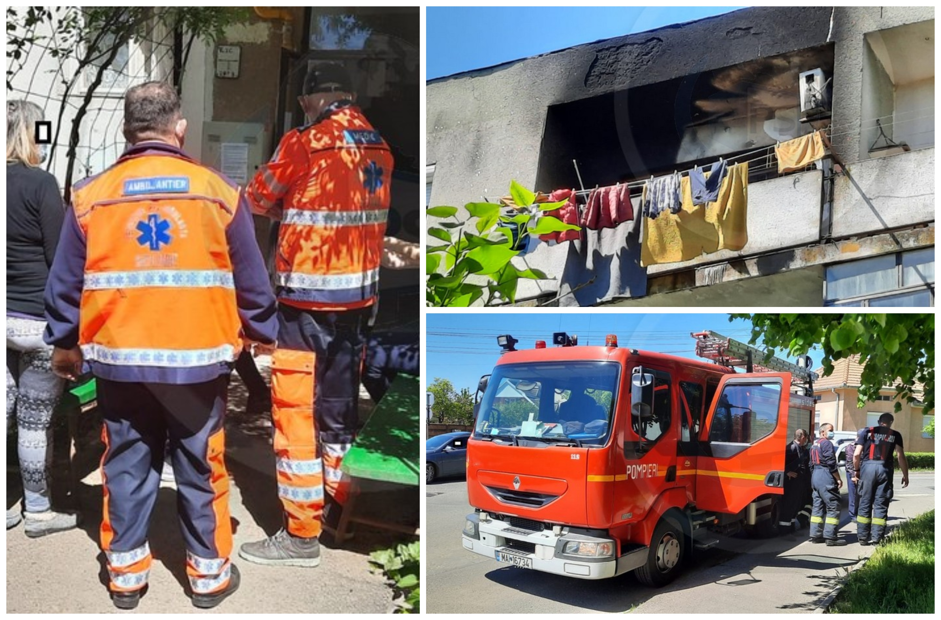 FOTOGALERIE. Incendiu la un bloc din Micro 15, în municipiul Satu Mare! Intervin pompierii