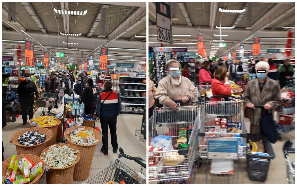 FOTO. Nebunie la reduceri într-un supermarket. Înghesuială, defecțiuni tehnice și foarte mulți nervi