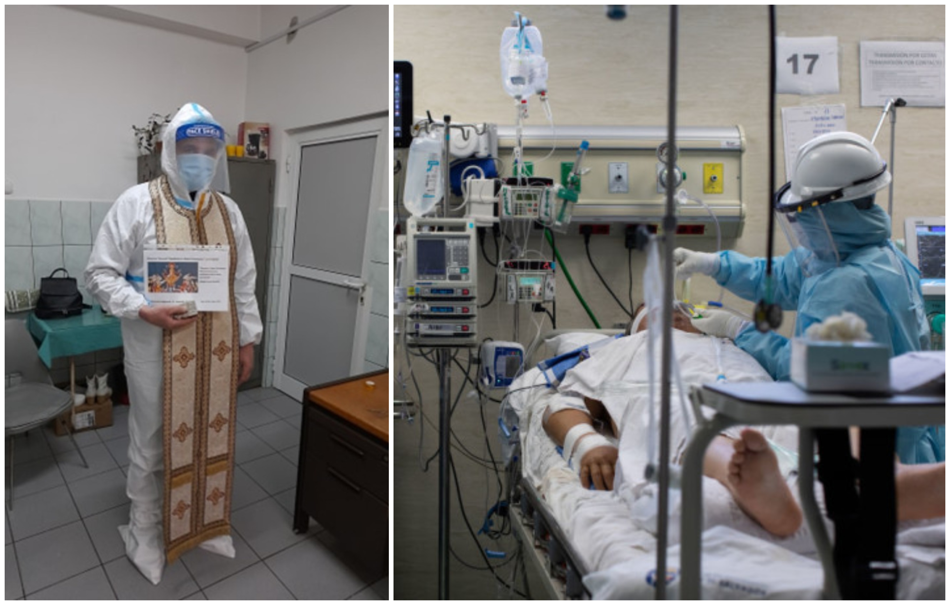 FOTO. Preotul model care aduce alinare bolnavilor de COVID-19 la spitalul din Carei