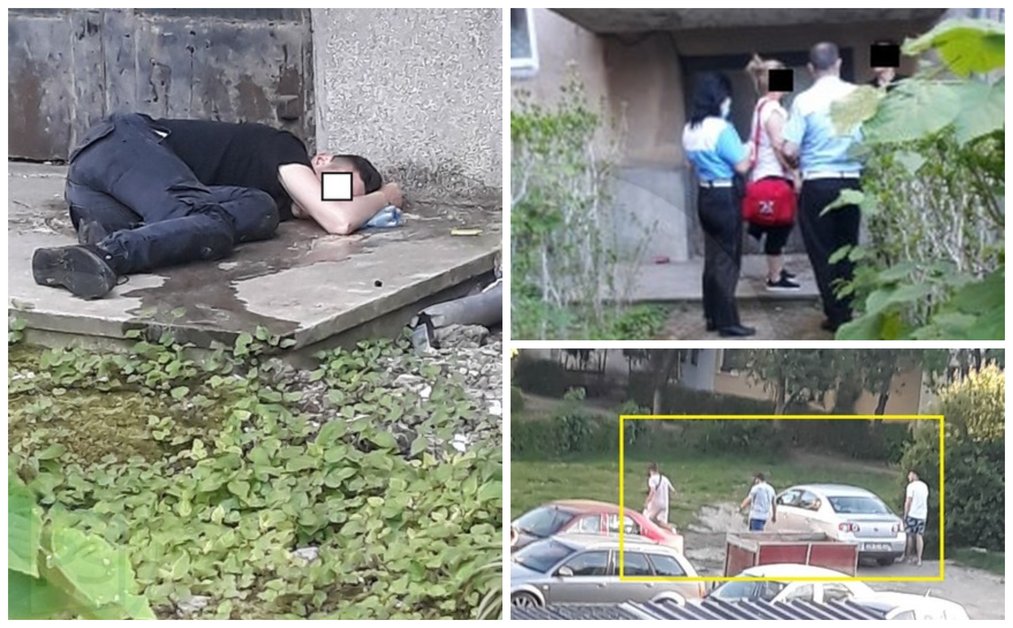 FOTOGALERIE. Scene reprobabile: tânăr inconștient, abandonat de prieteni în fața unui bloc din Satu Mare