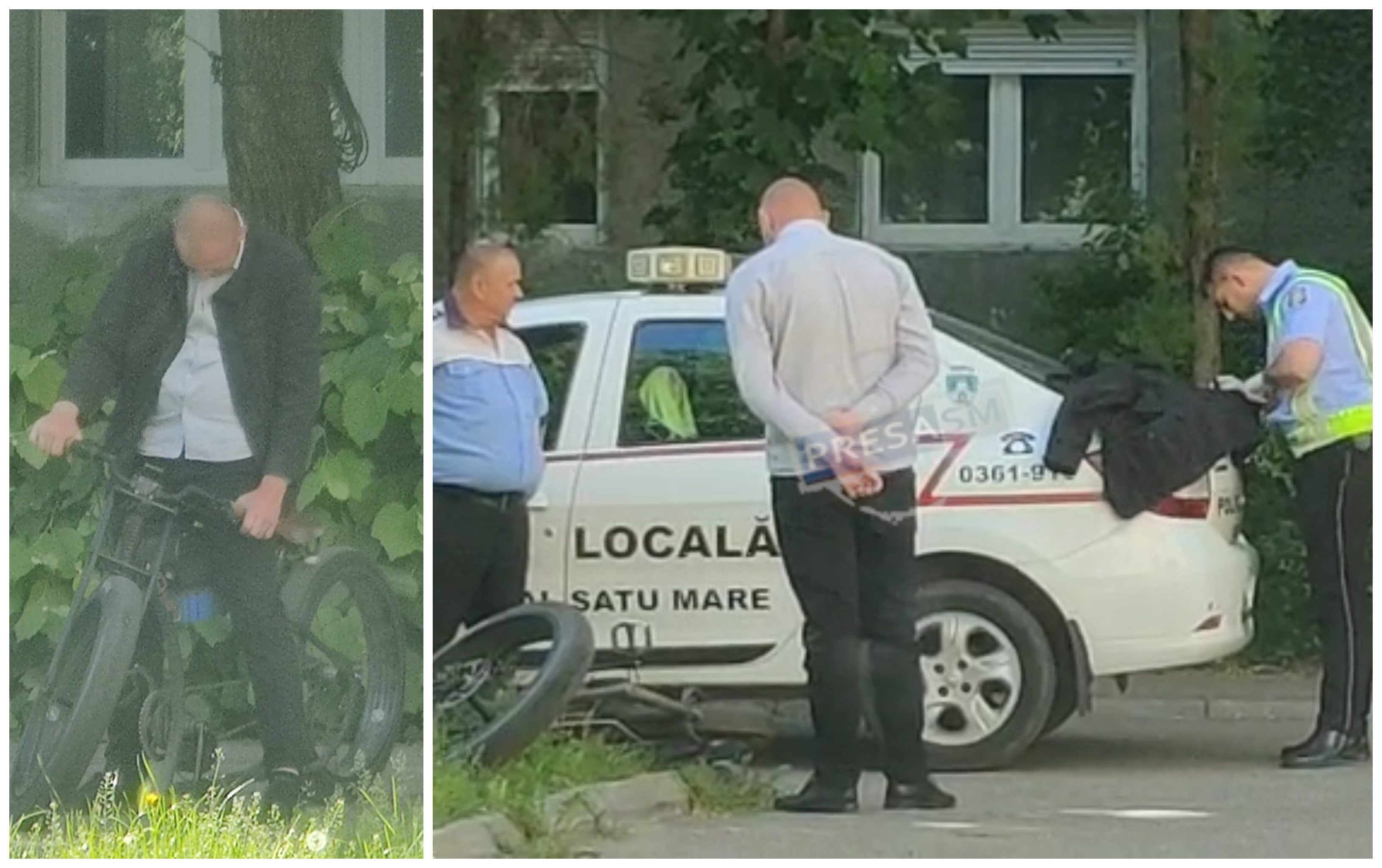 FOTO/VIDEO. Tânăr aparent drogat, în mijlocul drumului, pe bicicletă. Percheziționat de Poliția Locală