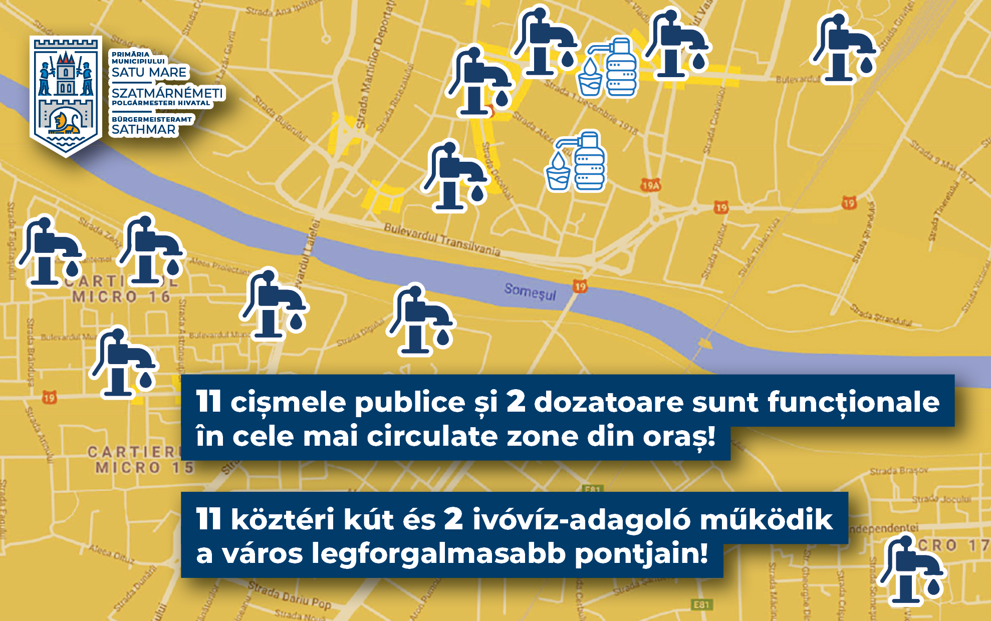 HARTĂ. Punctele de unde primiți apă gratuit în municipiul Satu Mare