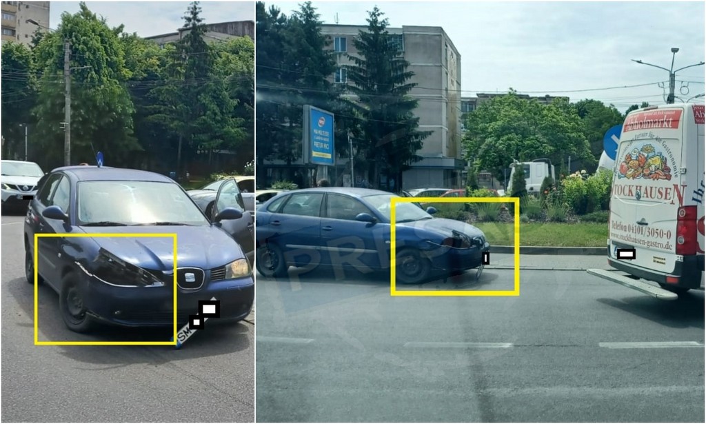 FOTO. Accident în sensul aglomerat de la Crinul. Impact între o mașină și un camion