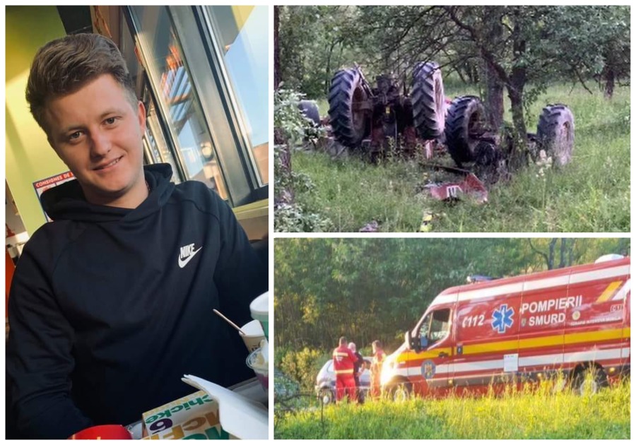 FOTO. Un tânăr de 21 de ani a murit, după ce s-a răsturnat cu tractorul, în județul vecin