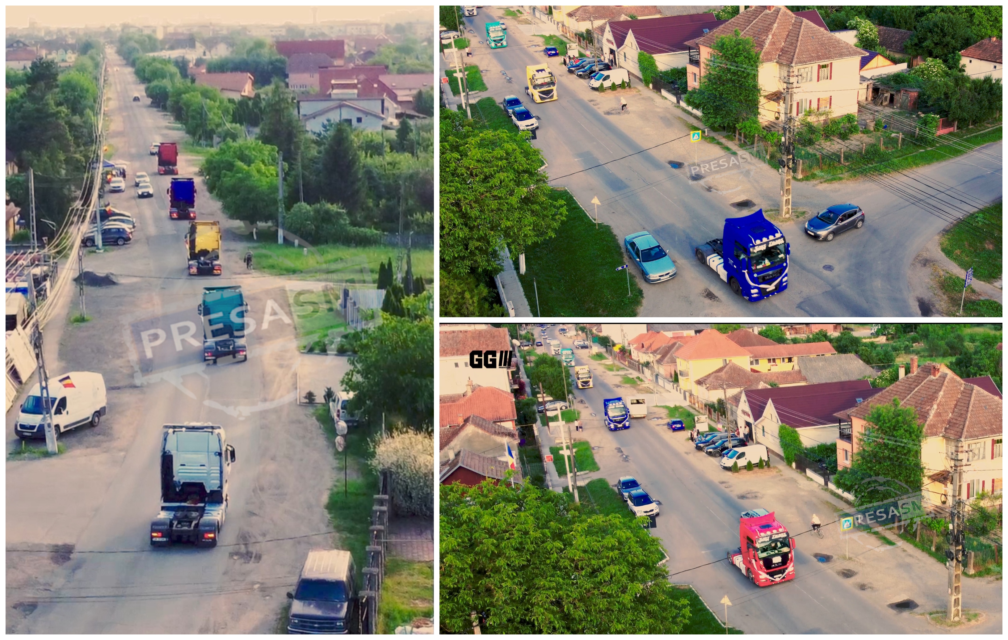 VIDEO. Casă de piatră! Alai de nuntă cu TIR-uri în Satu Mare