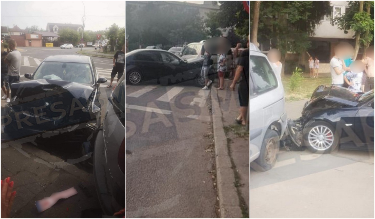 FOTO/VIDEO. Tânăr sătmărean, a ieșit cu BMW-ul din sens, direct într-o altă mașină