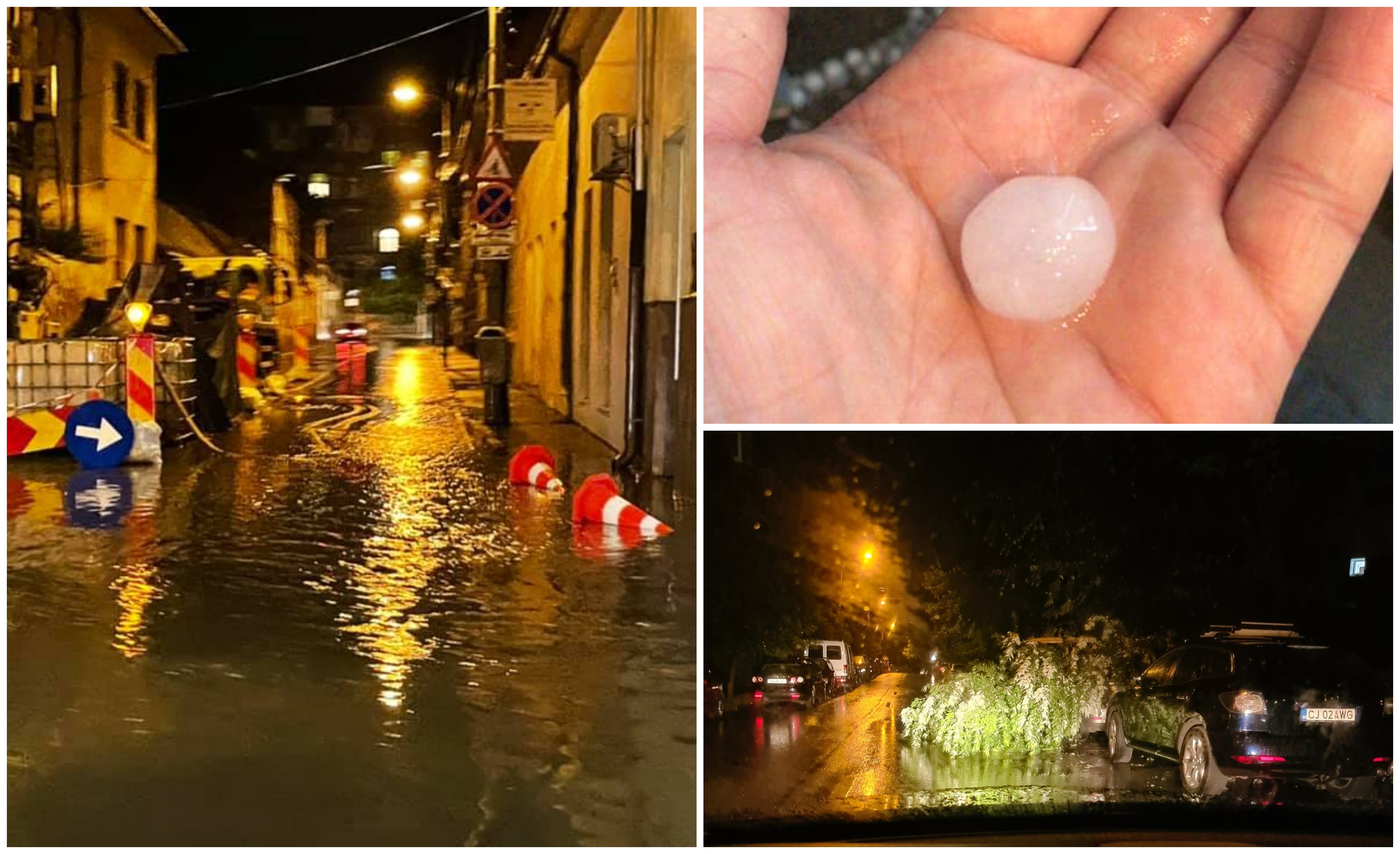 FOTO/VIDEO. Ravagii în Cluj-Napoca. Străzi inundate, copaci doborâți, grindină