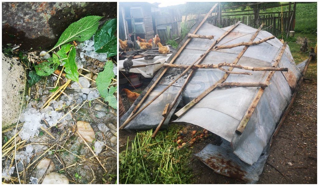 FOTOGALERIE. Grindină și acoperișuri smulse de vijelie în județul Satu Mare
