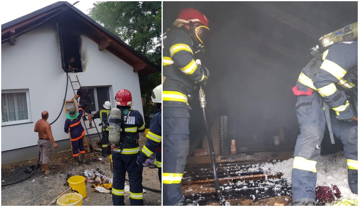 FOTOGALERIE. Incendiu la o casă din județ. Zi neagră pentru o familie