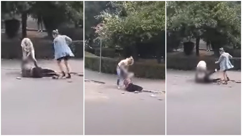 VIDEO. Femeie snopită în bătaie în plină stradă, într-un oraș din țară. Nimeni nu a intervenit