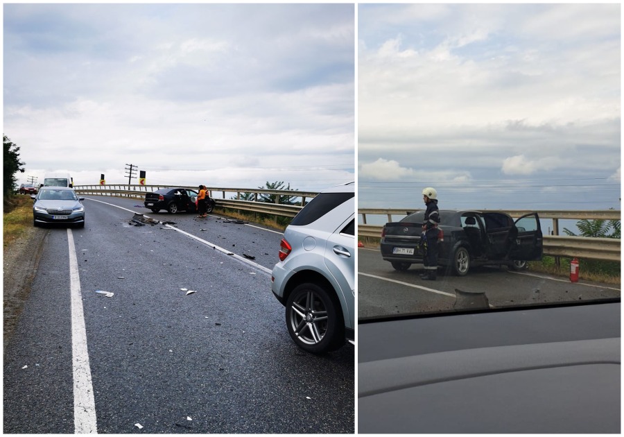 FOTOGALERIE. Accident cu victimă pe DN19. O șoferiță a intrat cu mașina într-un camion
