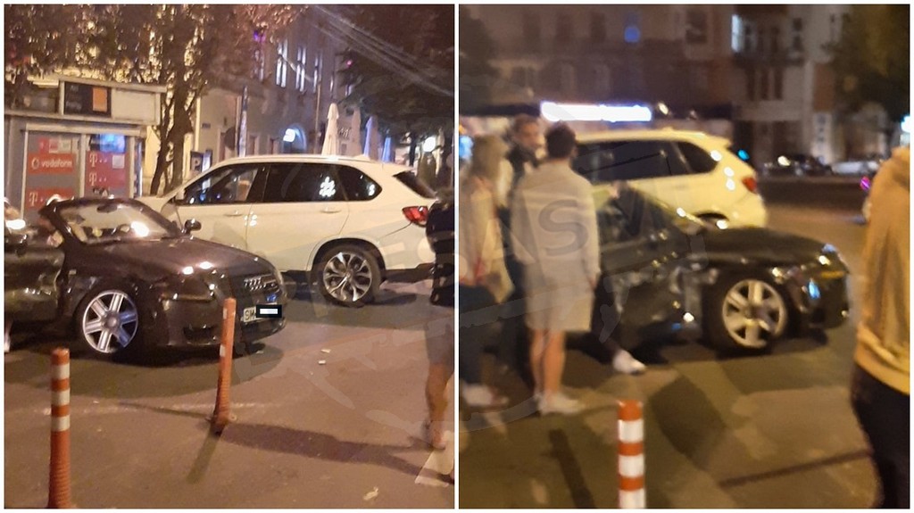 FOTO. Accident în centrul municipiului Satu Mare. Șoferul (21 ani) a refuzat etilotestul, ”premiat” cu dosar penal
