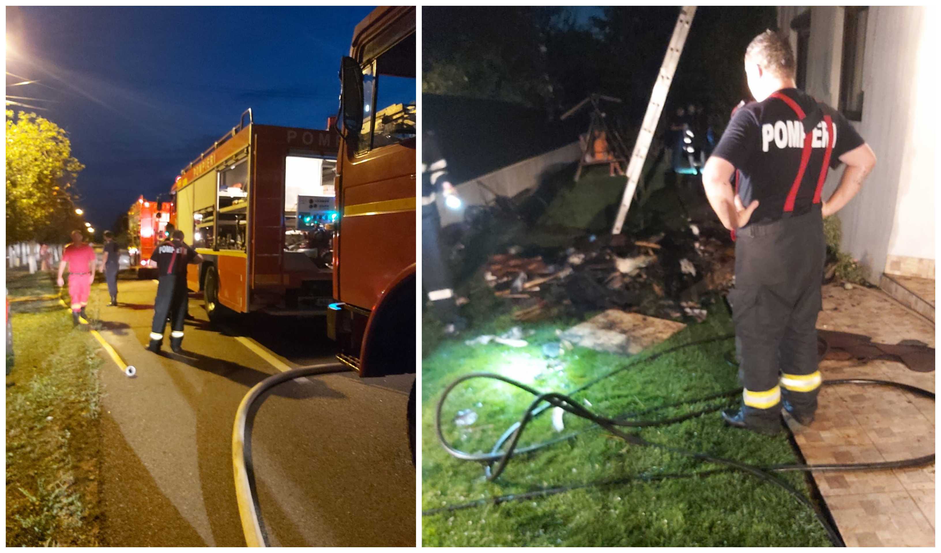 FOTO. Incendiu cu pericol de propagare în județ. Totul a pornit de la un coș de fum