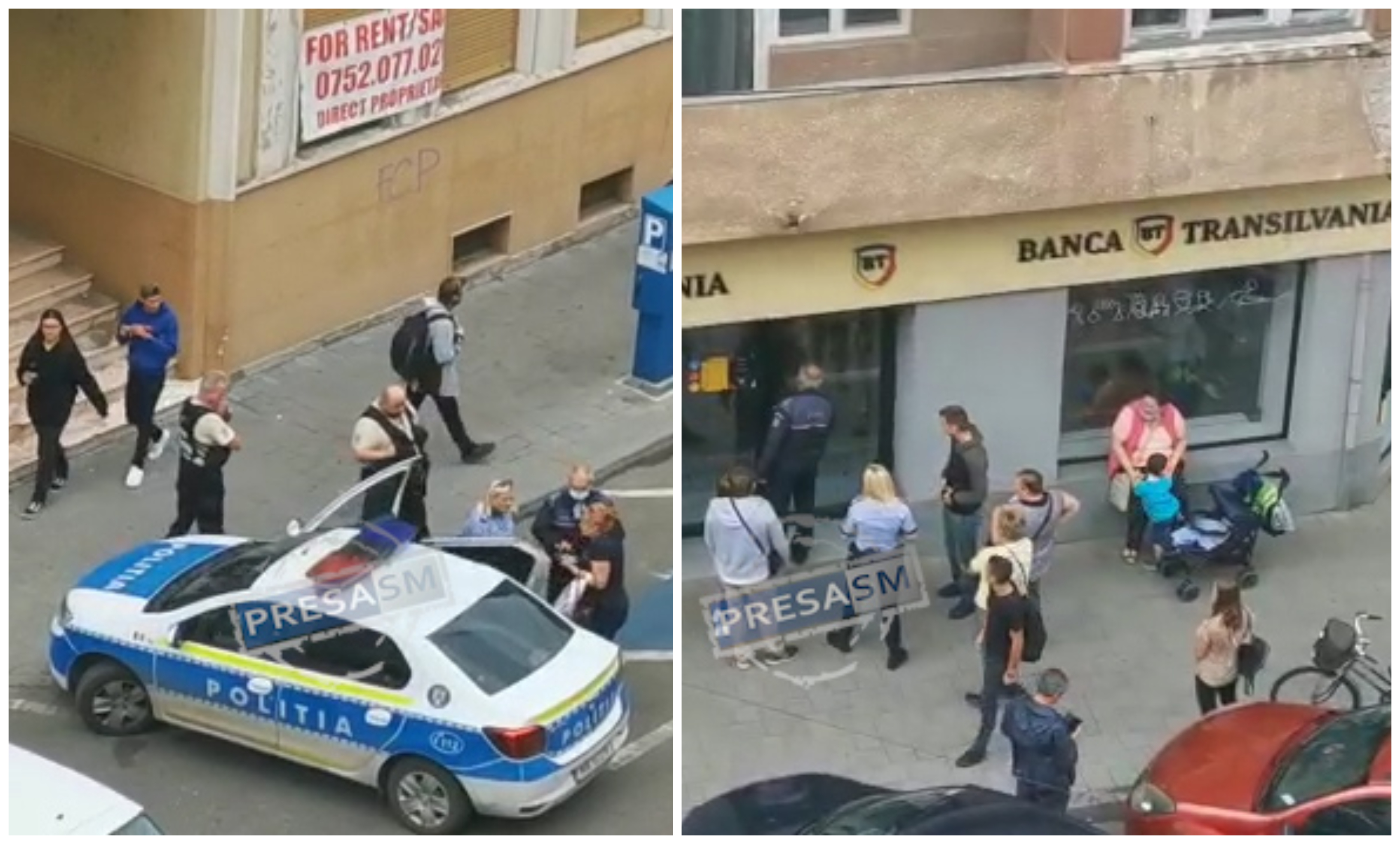 FOTO/VIDEO. Poliția a intervenit de urgență la o bancă din Satu Mare. S-a apăsat butonul de panică