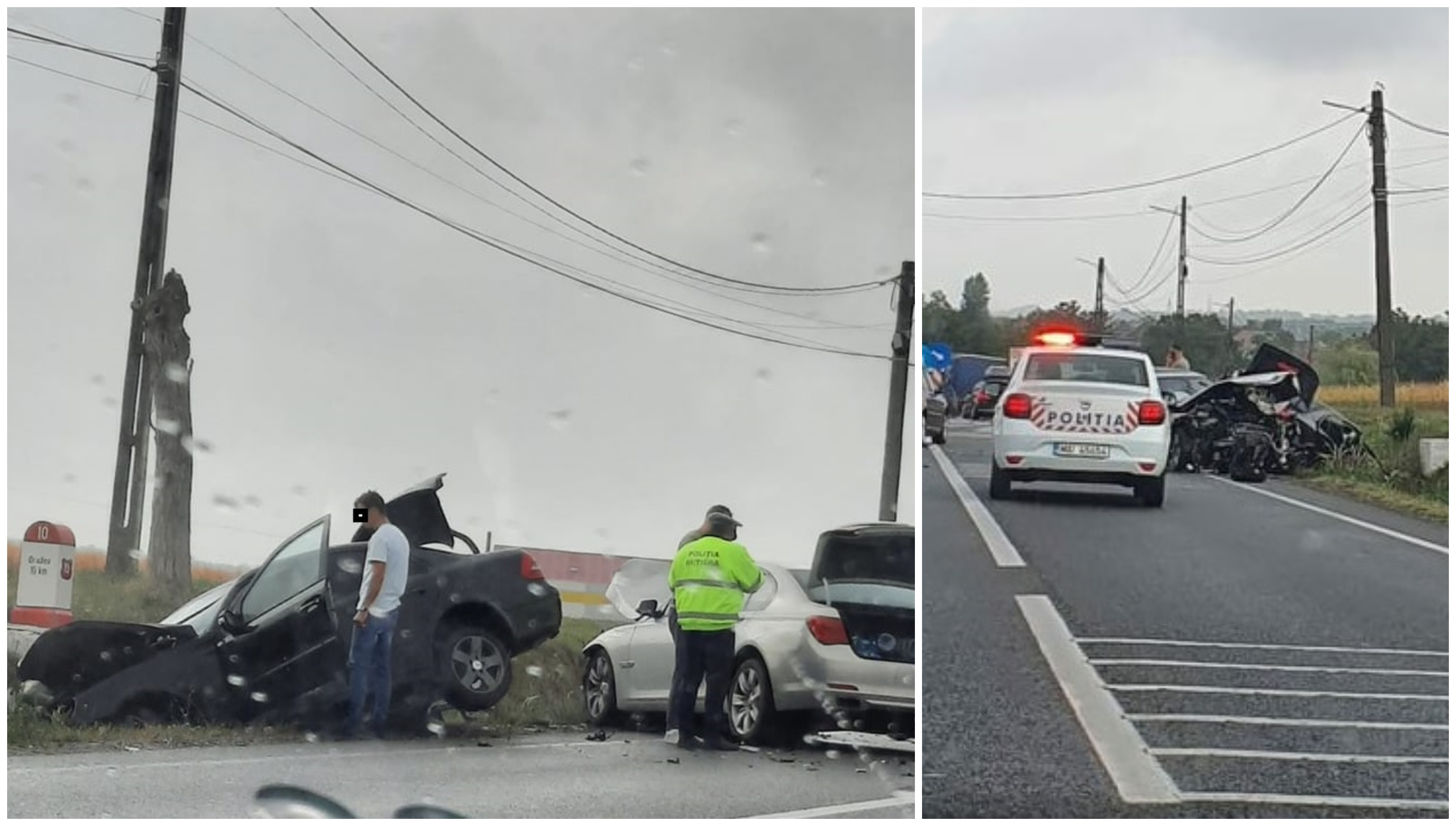 FOTOGALERIE. Accident grav, cu două victime, pe DN19. BMW vs Mercedes