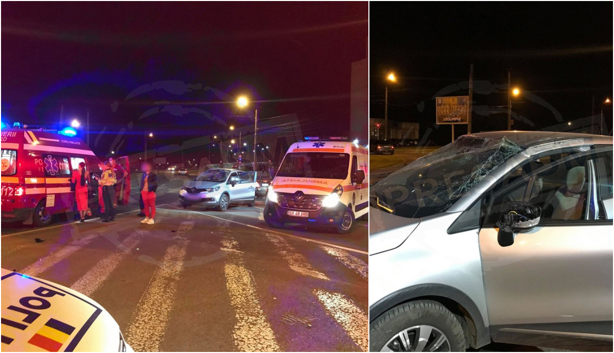 FOTOGALERIE. Accident în municipiul Satu Mare, în față la Finanțe. Mai multe ambulanțe la fața locului