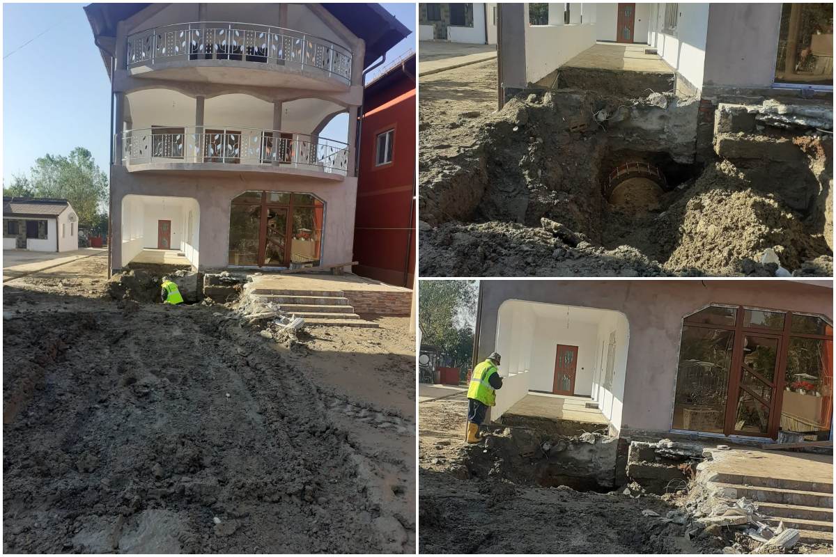 FOTO/VIDEO. Se întâmplă în România. Și-a tras vilă, fără autorizație, fix deasupra unei conducte de aducțiune