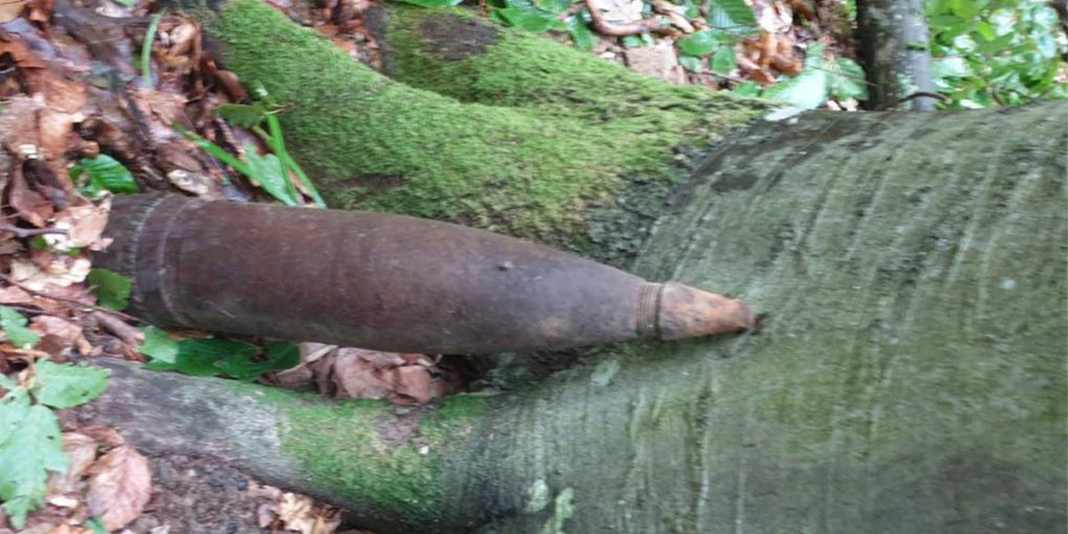 FOTO. Pădurarul era în patrulare prin pădure când a dat de bombă. Au intervenit pompierii