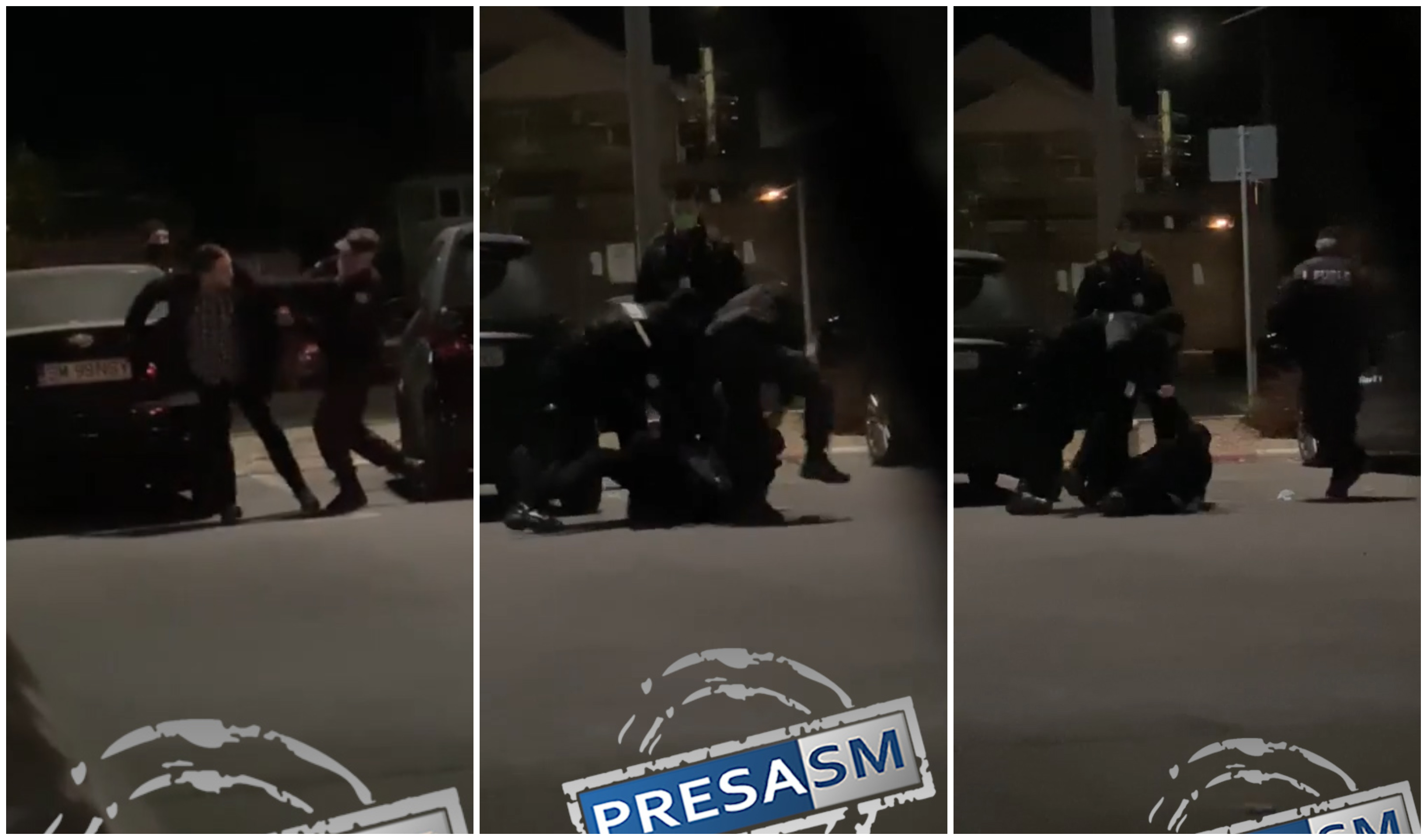 FOTO/VIDEO. Bătaie între un bărbat și agenții de pază ai unui supermarket din Satu Mare