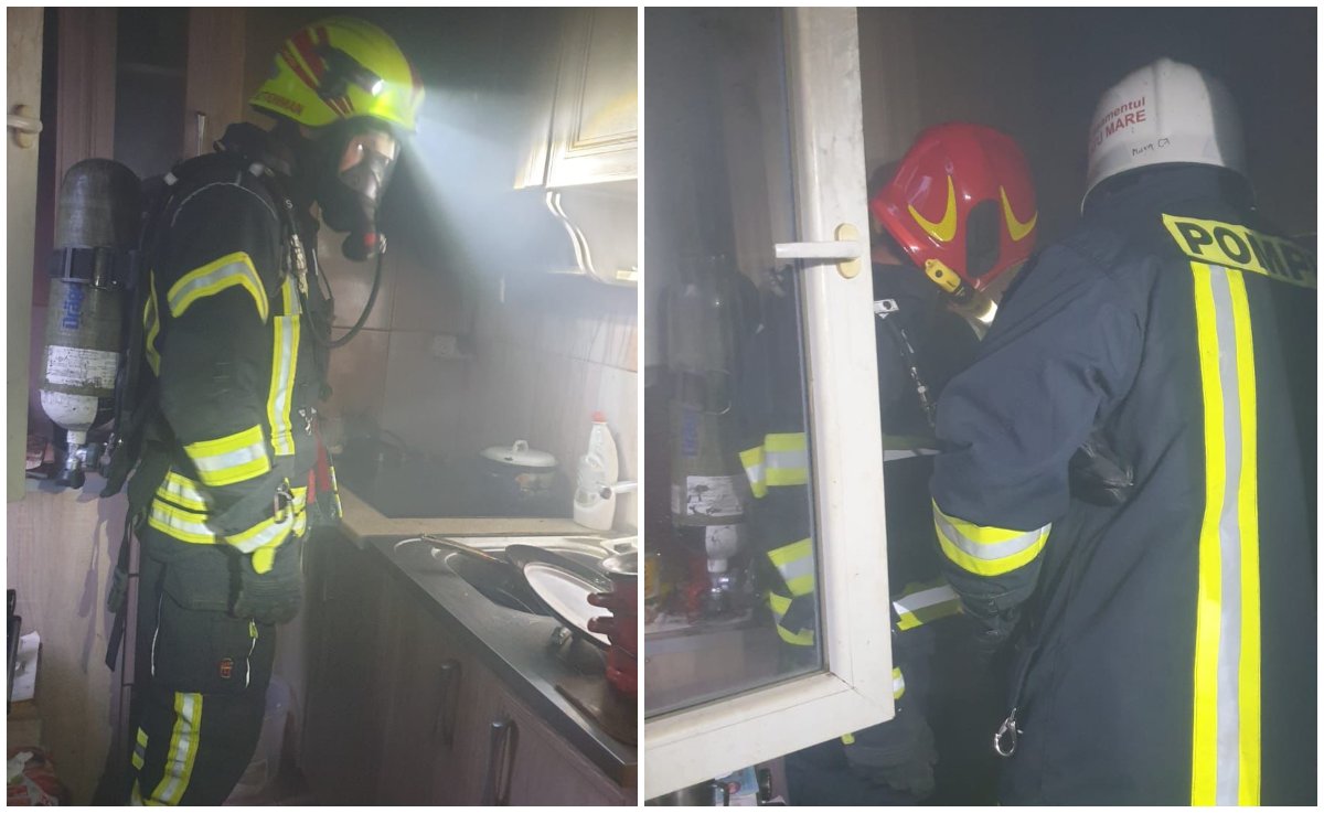 FOTOGALERIE. Sătmarul minunilor! S-a pus să își facă mâncare, pompierii au intrat peste el