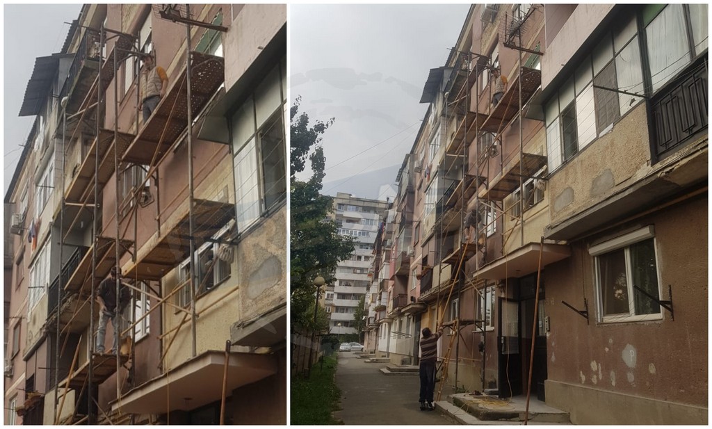 FOTOGALERIE. Cei mai curajoși muncitori din Satu Mare. Echilibristică la înălțime