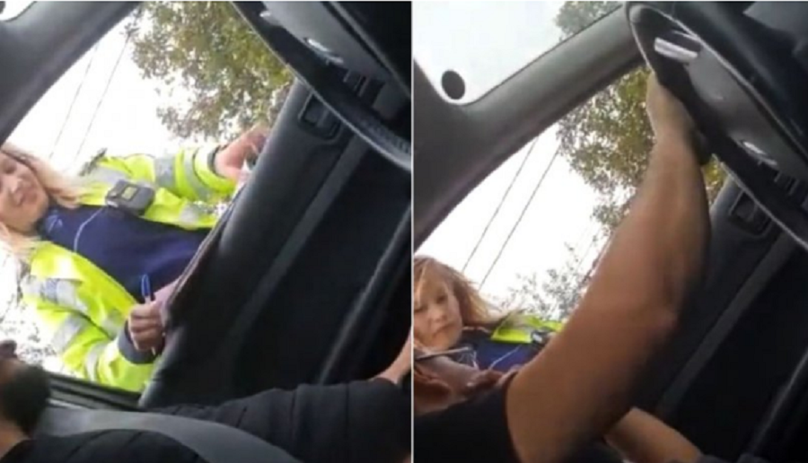 VIDEO. Poliţistă, amendă cu părere de rău pentru un şofer: "Nu vi s-au dat flash-uri?"