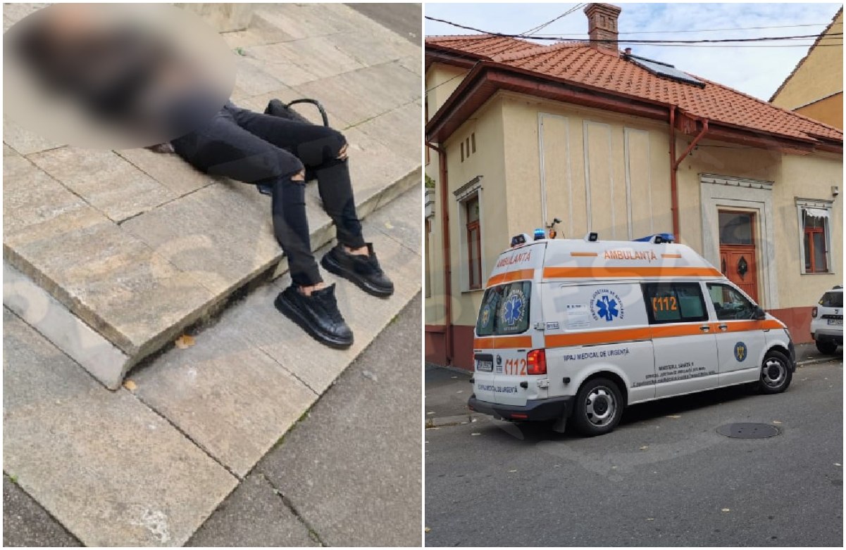 FOTO. Tânără găsită căzută pe stradă, în fața Colegiului Național "Mihai Eminescu". A fost preluată de ambulanță