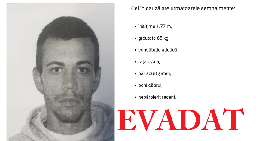 FOTO. Un individ a evadat din arestul Poliției! Sunați la 112 dacă îl vedeți