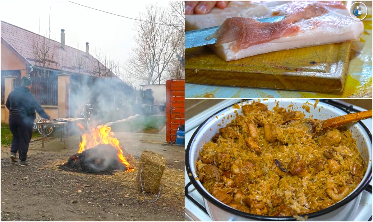 VIDEOREPORTAJ. Sătmărenii respectă tradițiile. S-a dat startul tăiatului de porci, cu preparate delicioase
