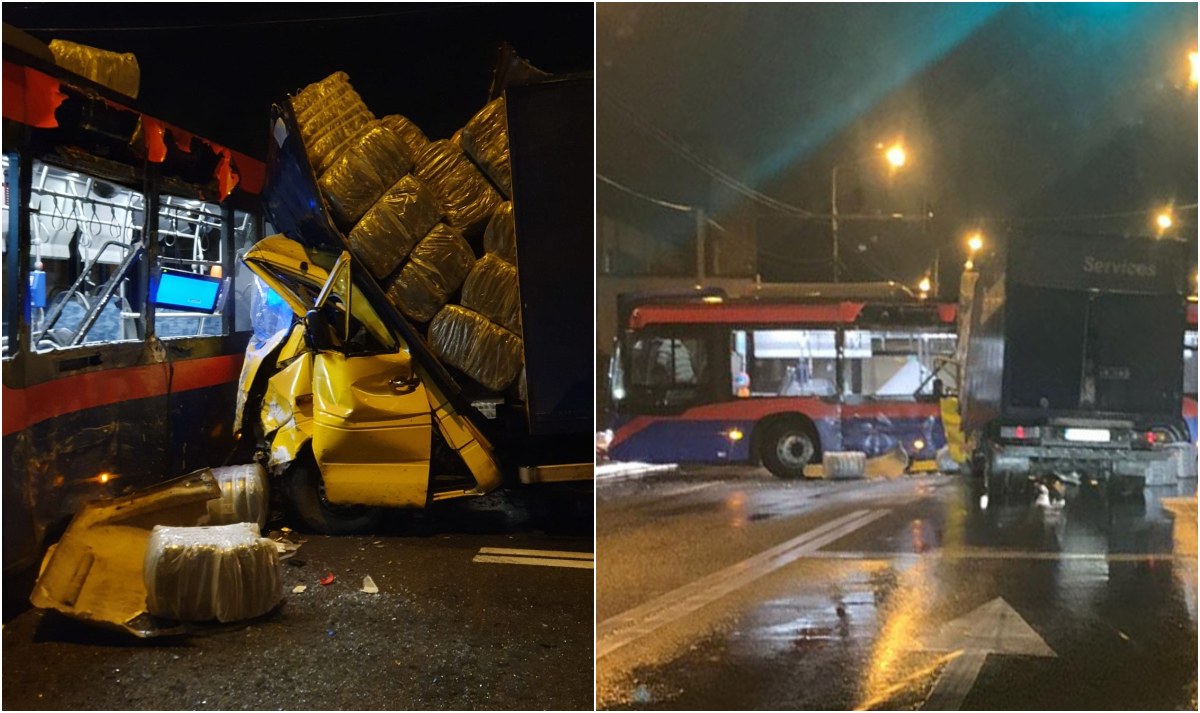 FOTO. Accident mortal în județul vecin. Șoferul unei camionete, strivit după impactul cu un autobuz
