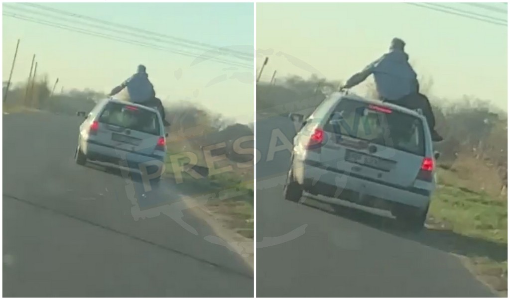 VIDEO. Tânăr plimbat pe mașină, în județul Satu Mare! A căzut și s-a rănit