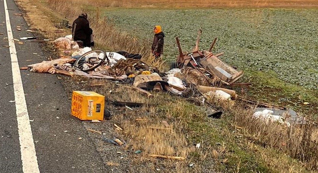 FOTO. Căruțaș rănit grav în urma accidentului din Carei. Atelajul era neînregistrat și nesemnalizat