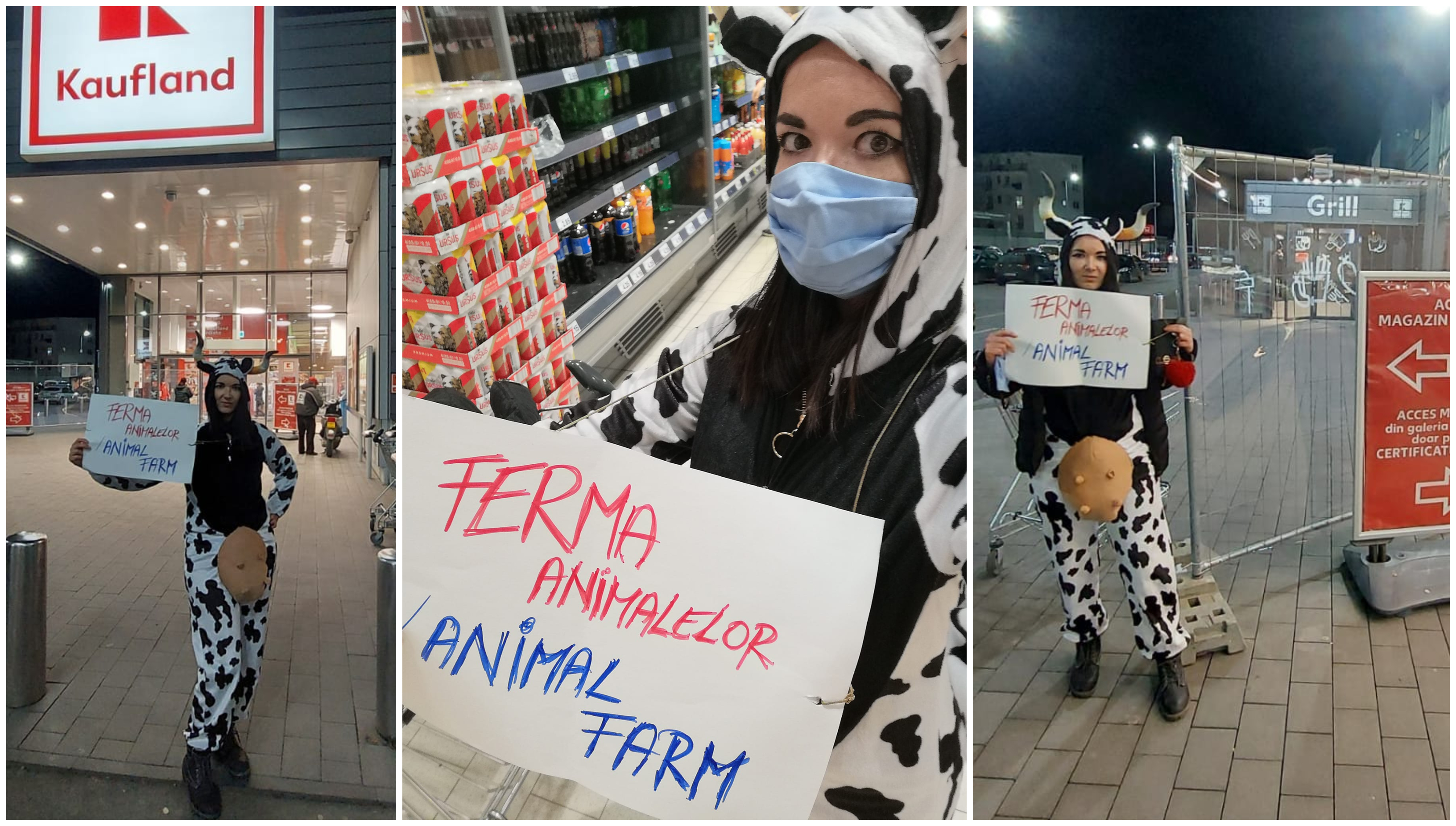 FOTOGALERIE. Protest la Kaufland Satu Mare împotriva gardurilor de fier pentru nevaccinați