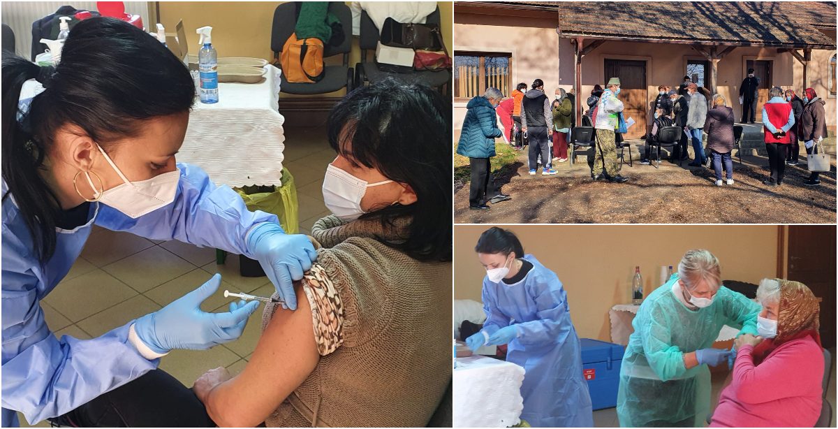 FOTOGALERIE. Marea vaccinare în cea mai mică comună din județ. Mobilizare pe toate fronturile
