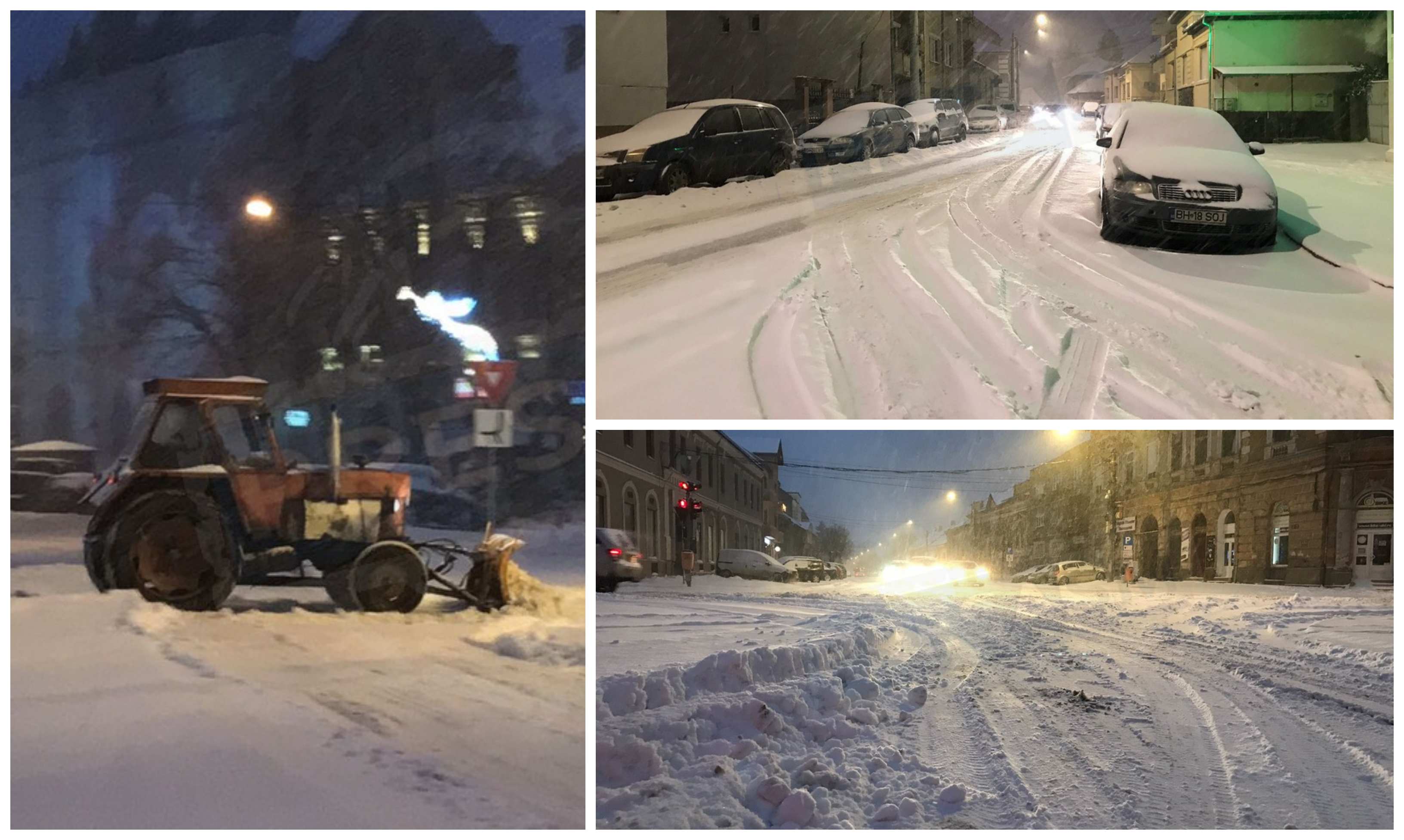 FOTOGALERIE. A nins la Satu Mare! Străzi albe, greu practicabile. Florisal a scos târziu tractorașele