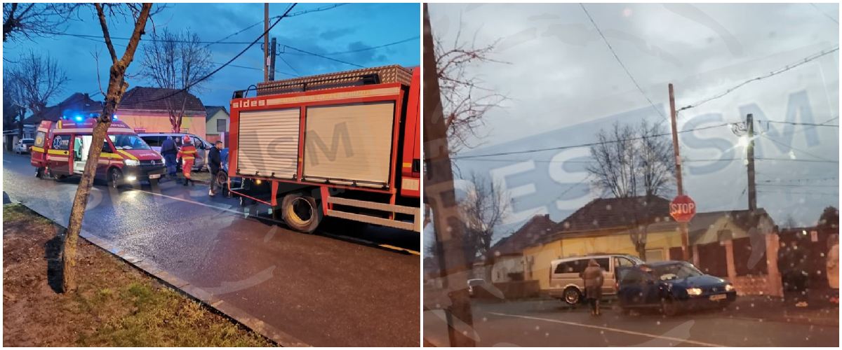 FOTO/VIDEO. Accident cu victime în Satu Mare. Microbuz oprit în gard