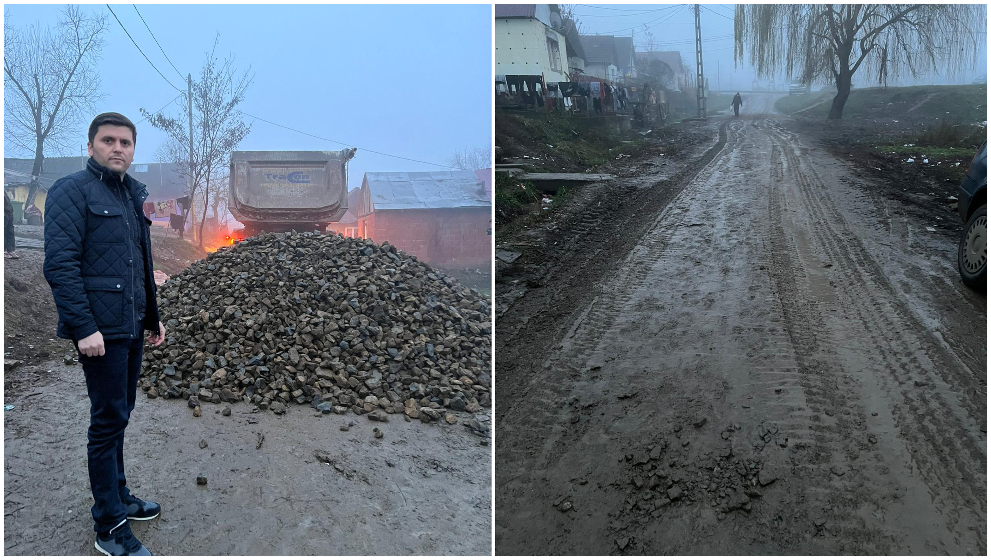 FOTO/VIDEO. Deputat din Satu Mare care plătește reabilitarea drumului din buzunarul propriu