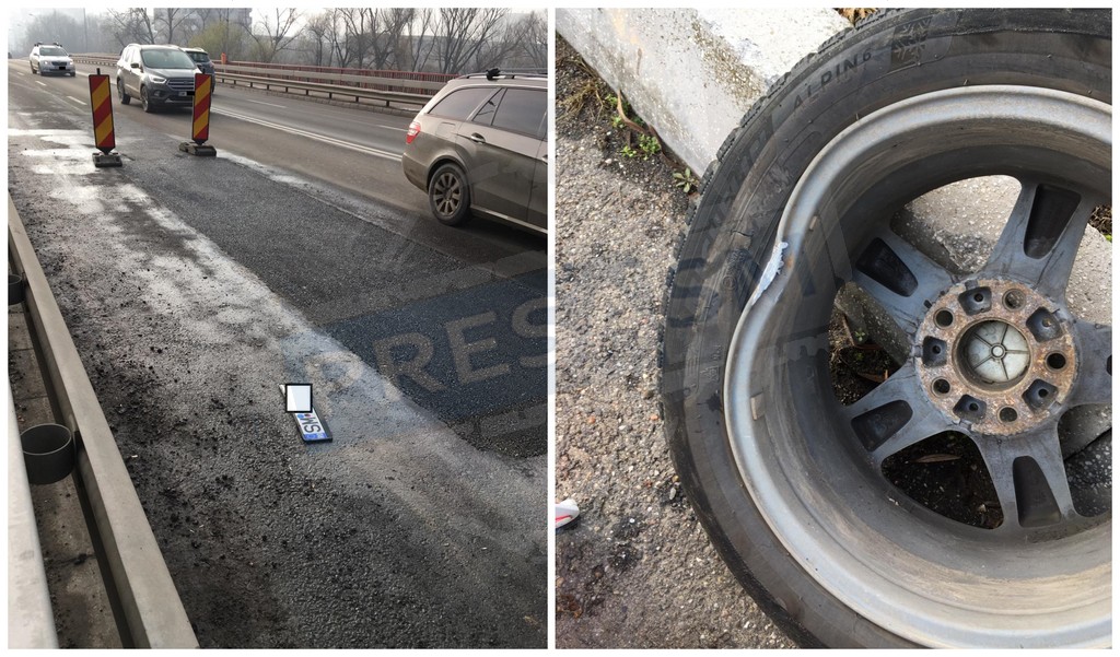 FOTO. Gropi pericol-public pe Podul Golescu. Un sătmărean a făcut accident. Cere explicații de la Primărie
