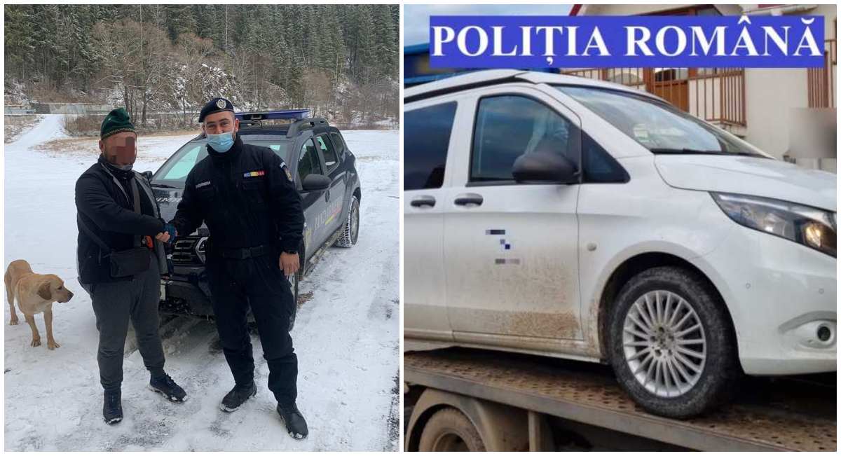 FOTO. Jandarmii l-au ajutat când a rămas înzăpezit. Polițiștii din Cluj i-au confiscat bolidul și i-au deschis și dosar