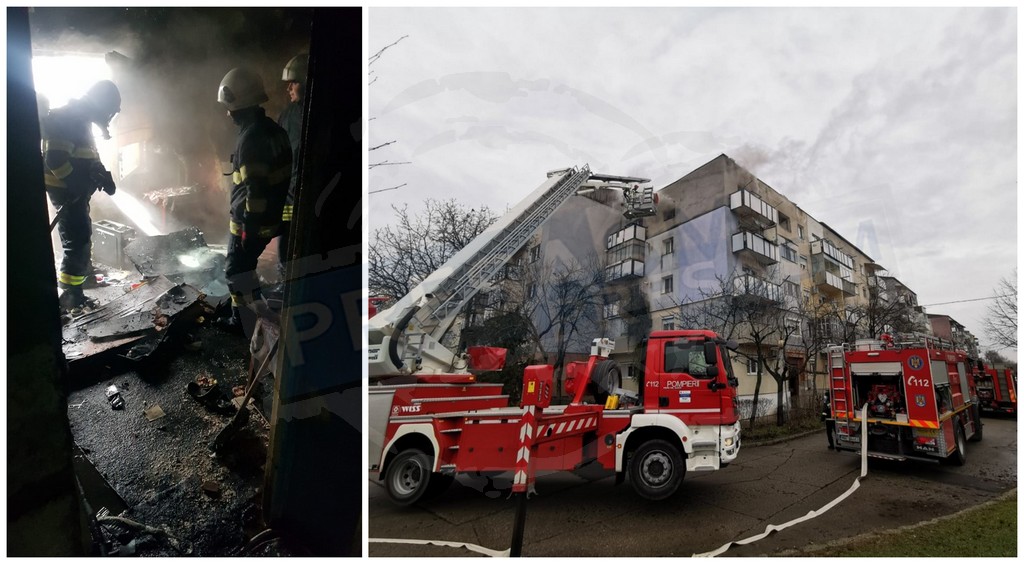 FOTO/VIDEO. Polițist și jandarm, eroi în Satu Mare. Au intrat într-un apartament în flăcări