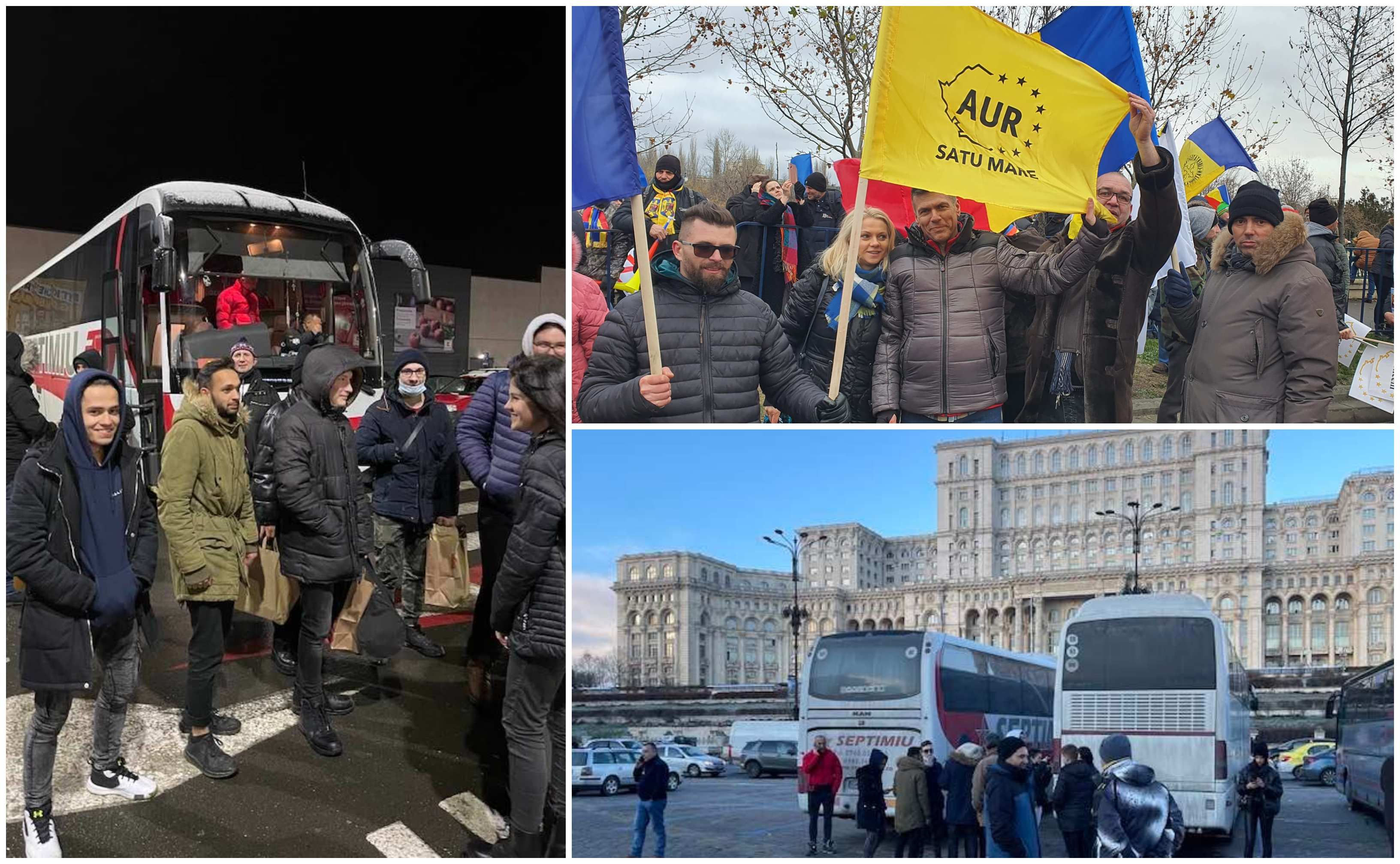 FOTO/VIDEO. Zeci de sătmăreni protestează la București, împotriva certificatului verde, alături de mii de români