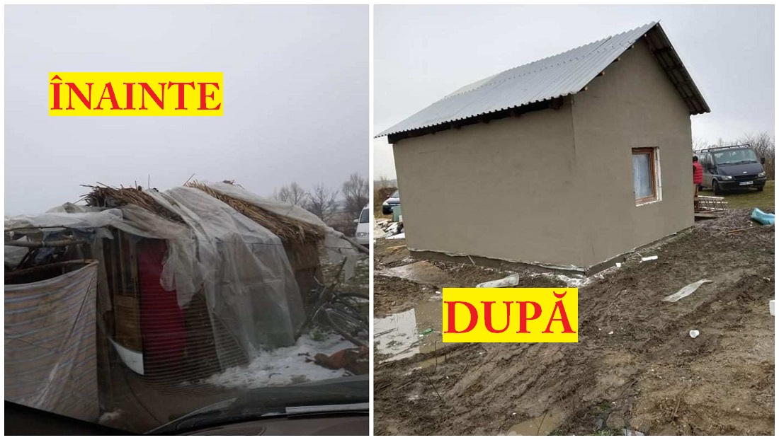 FOTO. Minunea din Satu Mare. Rromii s-au mobilizat și au construit o casă pentru o familie sărmană