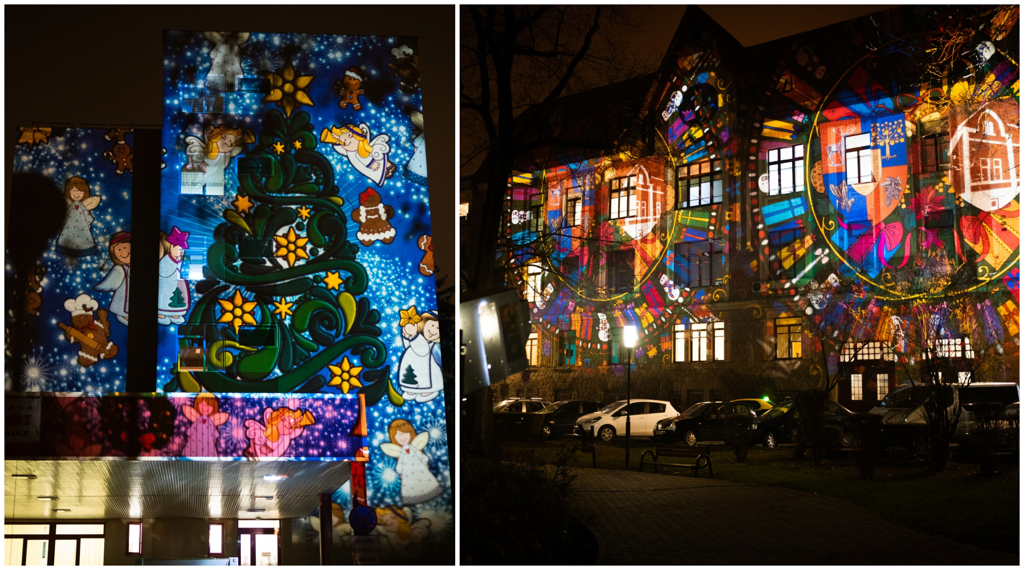 FOTOGALERIE. Proiecții impresionante pe spitalele din Satu Mare. Mesaje pentru pacienți și personalul medical