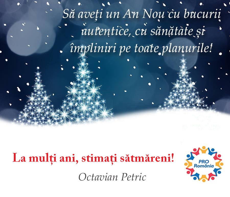 Octavian Petric - liderul Pro România - mesaj pentru toți sătmărenii de Anul Nou