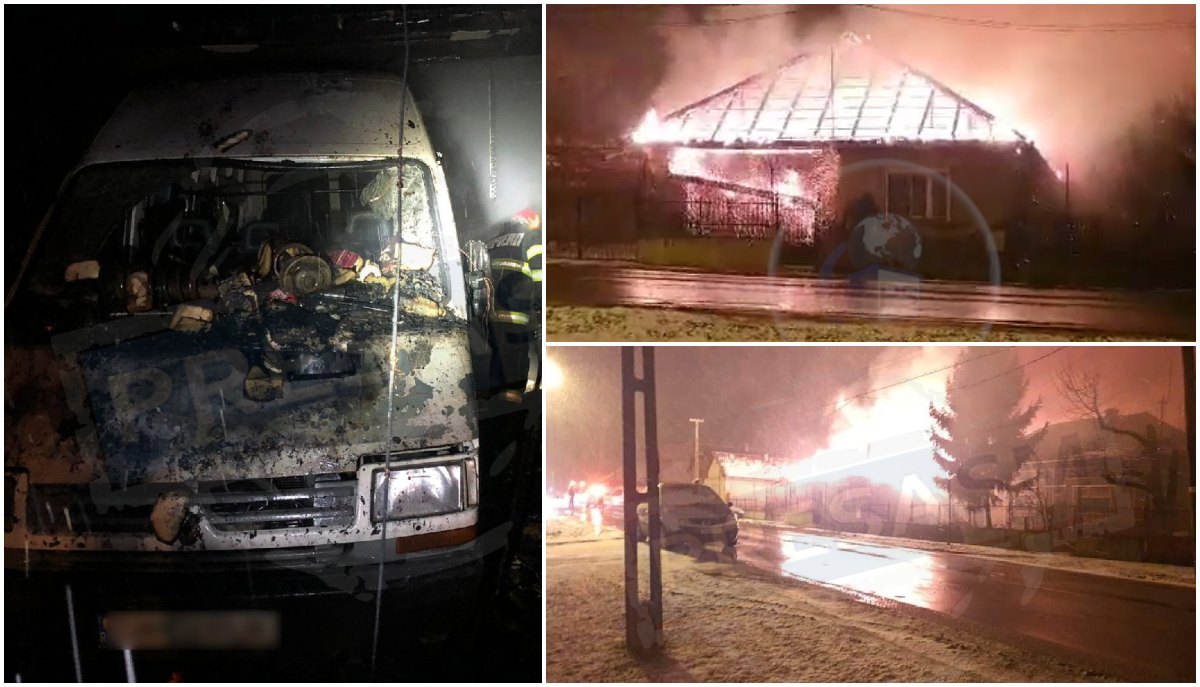 FOTO/VIDEO. Casă și mașină distruse în Carei. Incendiu devastator, pagube uriașe