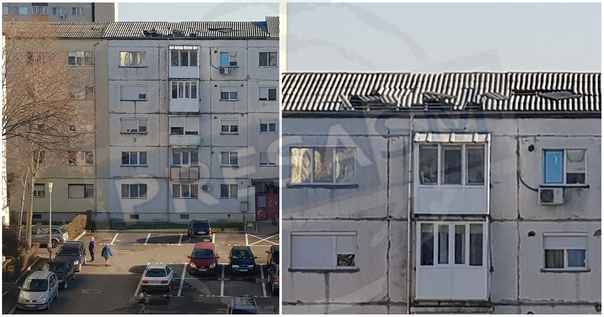 FOTO. Acoperiș pericol public la un bloc din Cartierul Micro 16. Stă să cadă!