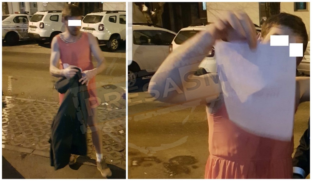 FOTO. Doi bărbați, în rochie, au făcut o glumă la o benzinărie, dar au ajuns la Poliția Satu Mare