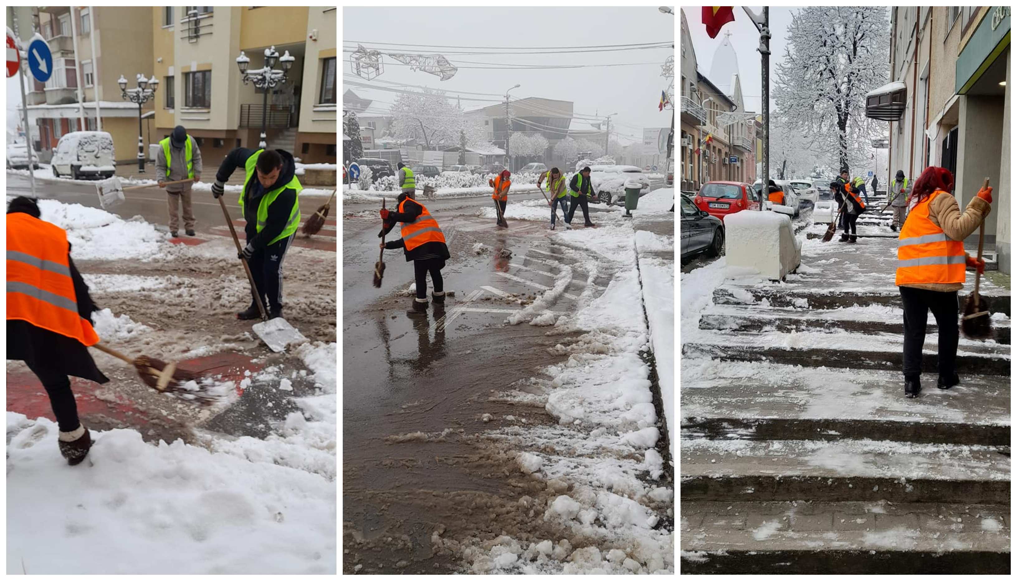 FOTOGALERIE. Primarul din județ care a scos armata de asistați social la deszăpezire