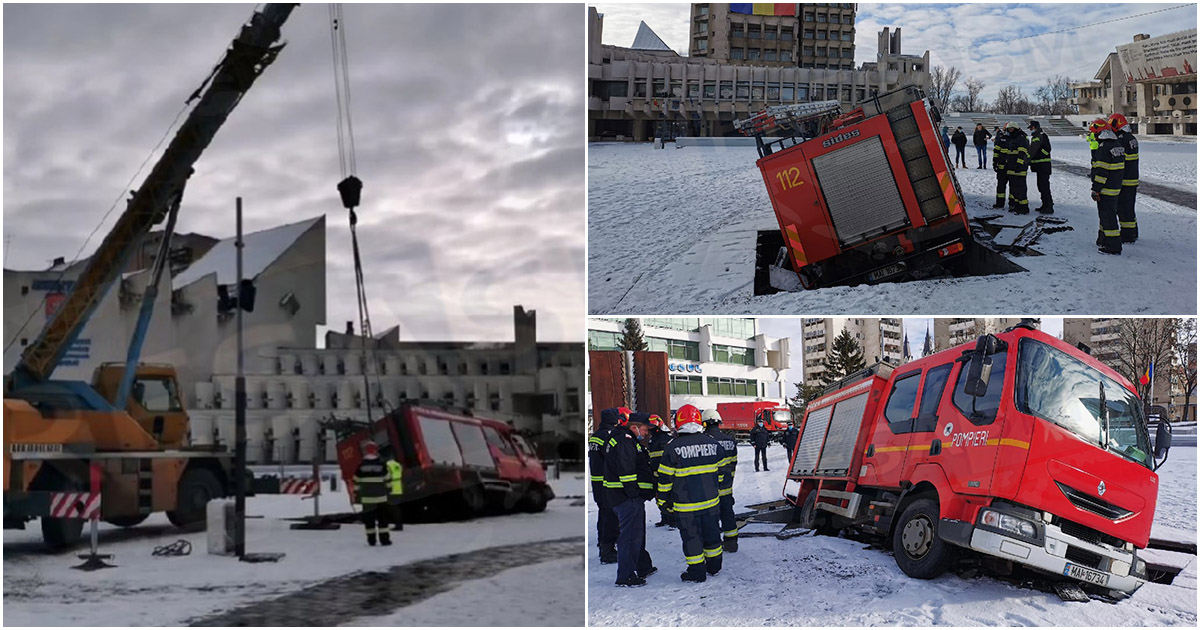 FOTO/VIDEO. Noi detalii despre accidentul comic din centrul Sătmarului. Adrian Cozma ia apărarea pompierilor