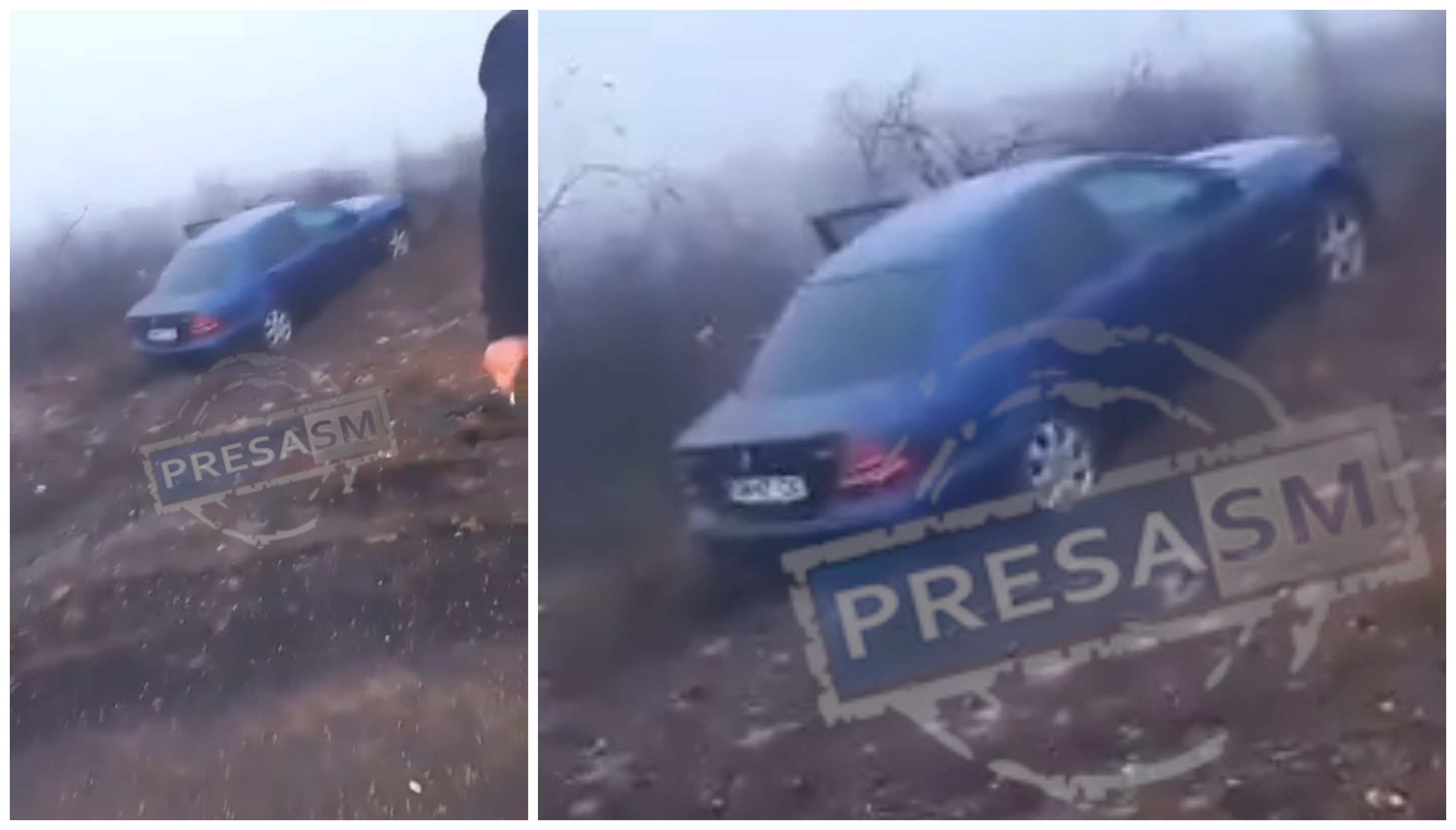 VIDEO. Amețit după Revelion, un tânăr din Satu Mare a ajuns cu mașina pe arătură